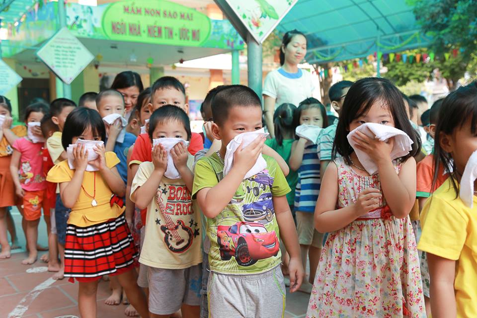 Trường mầm non Sao Mai diễn tập